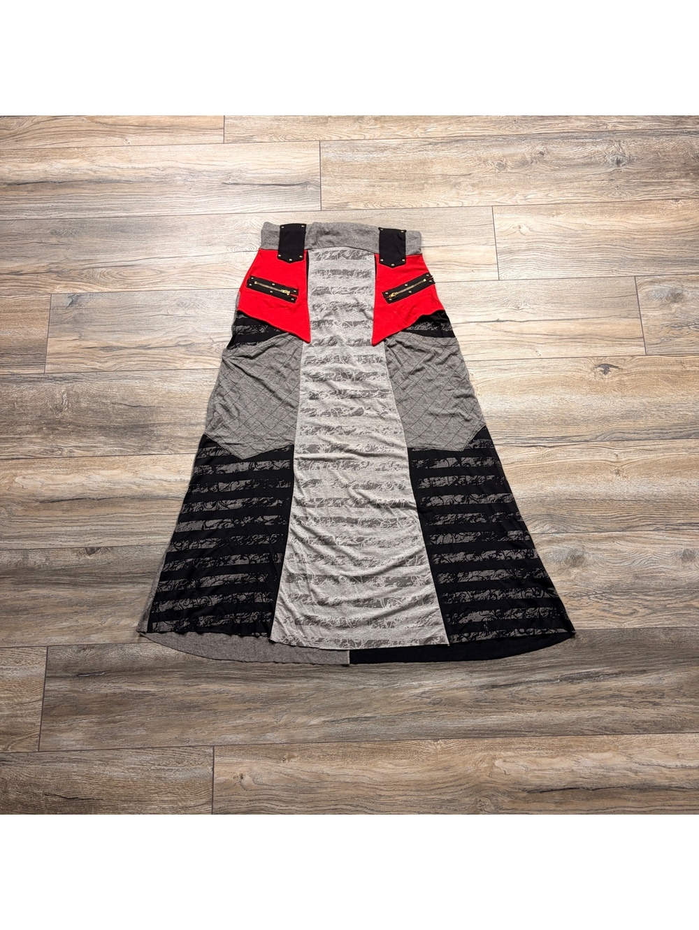Seven Waves Colorblock Midi Skirt with Zipper Pockets